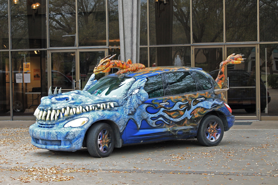 dragon car outside gallery