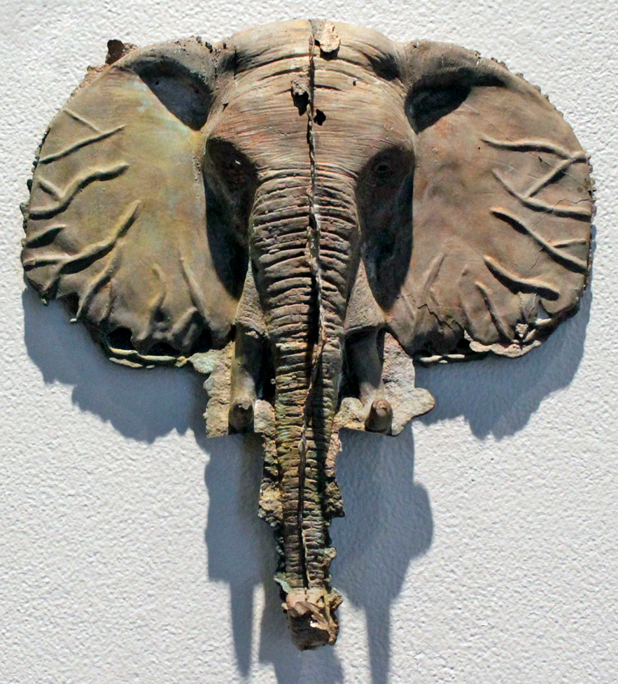 cast bronze elephant head