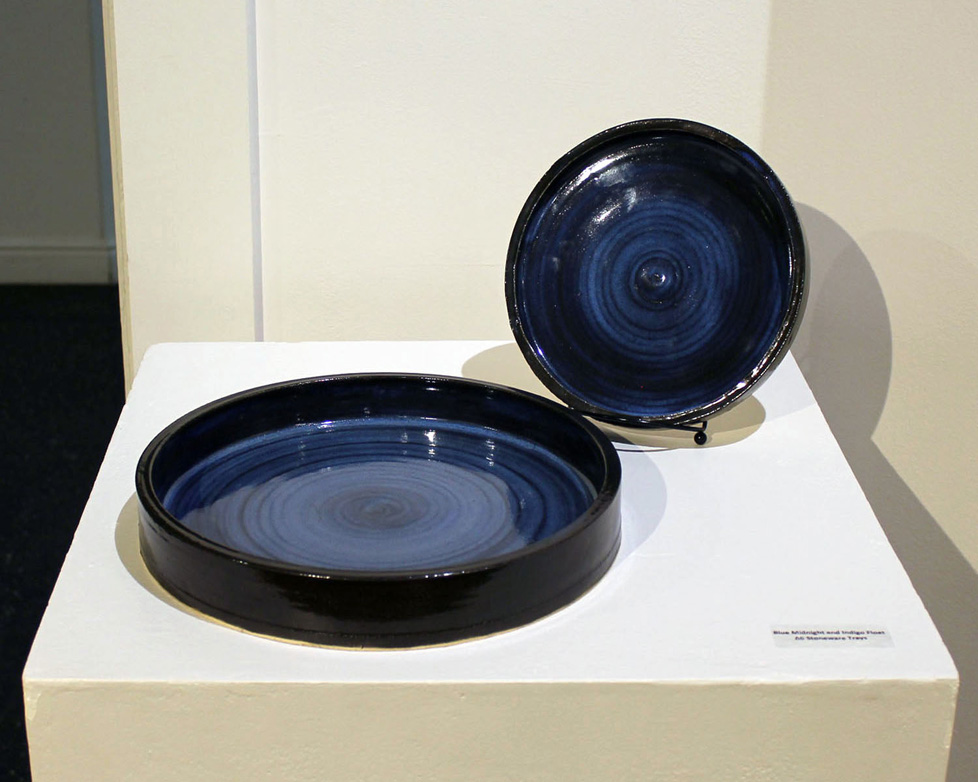 dark blue platter and plate