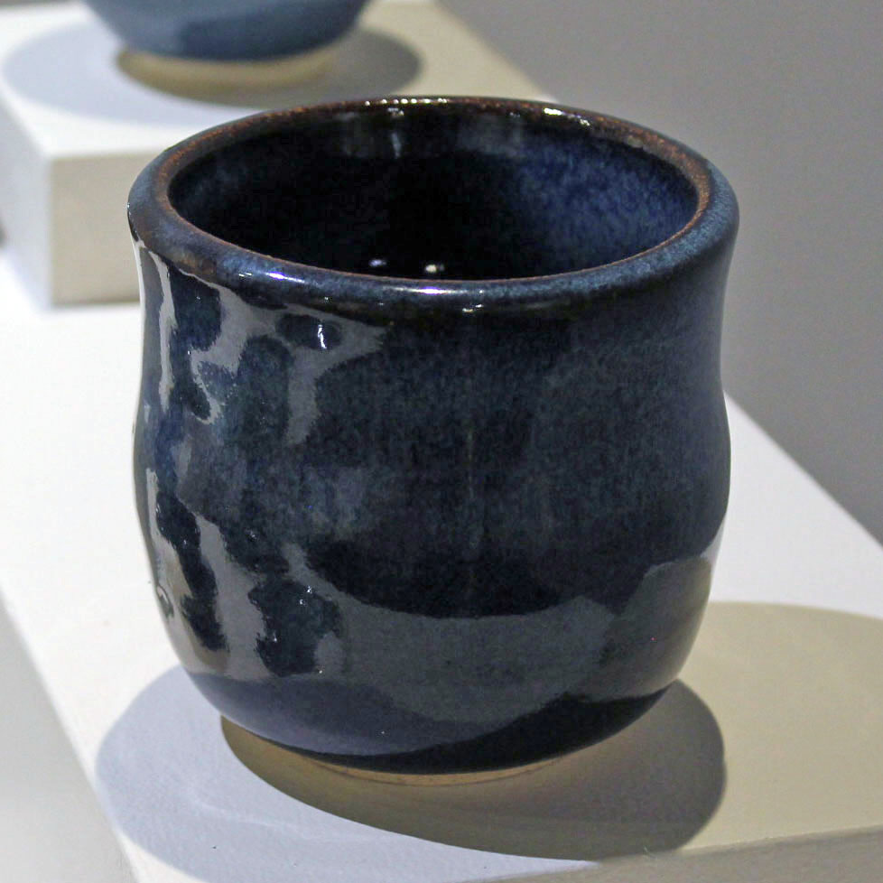 blue ceramic cup