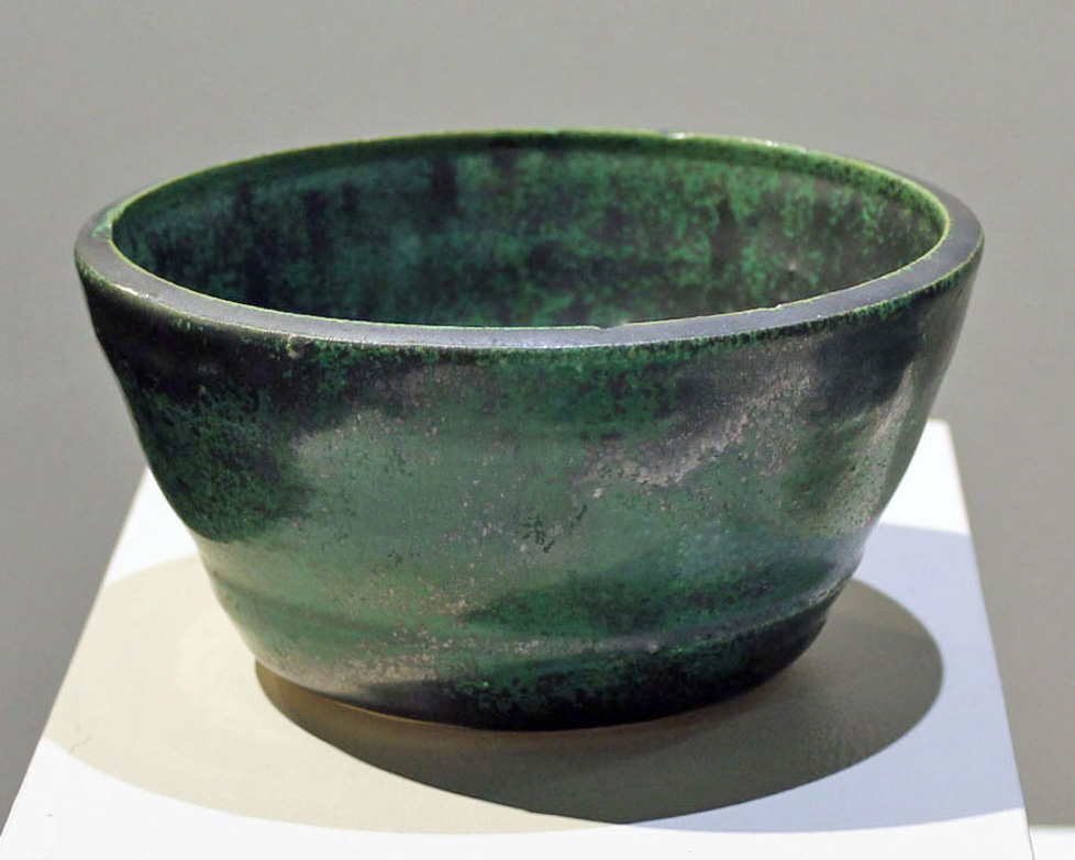 green ceramic bowl