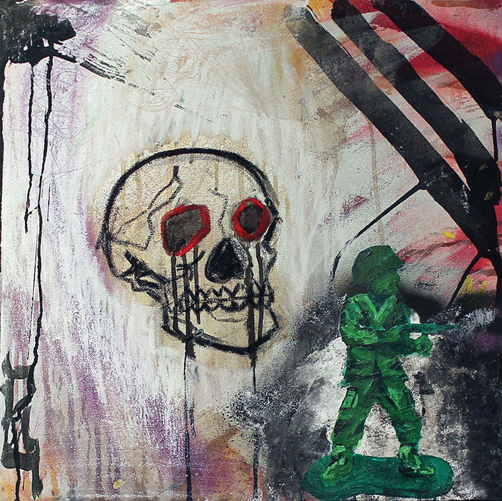 painting of skull and toy soldier