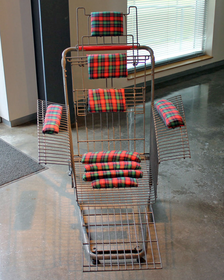 shopping cart transformed into chair
