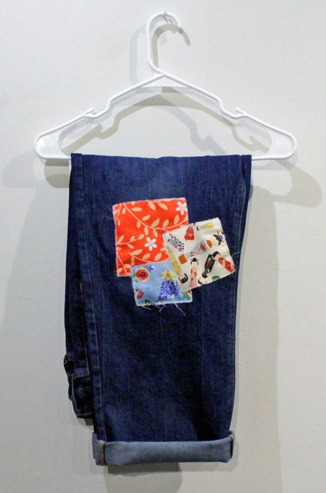 jeans with colorful patches