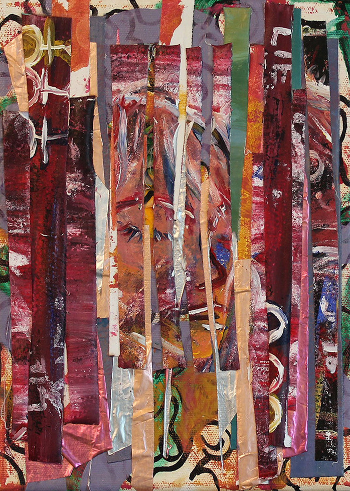 painting/collage of an obscured face