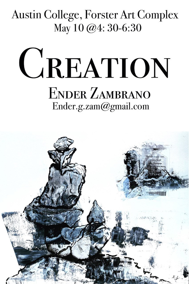 exhibit invitation featuring cairn painting