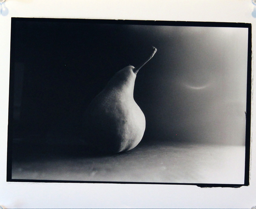 B&W photo of pear