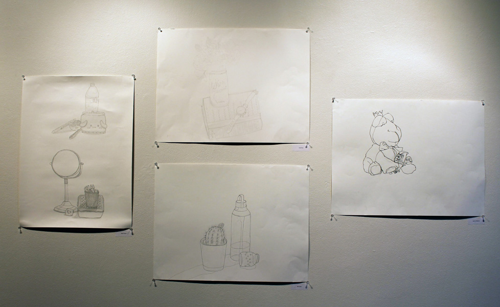 four pencil drawings on paper