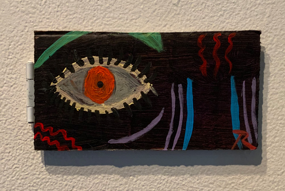 painting of eye on cardboard