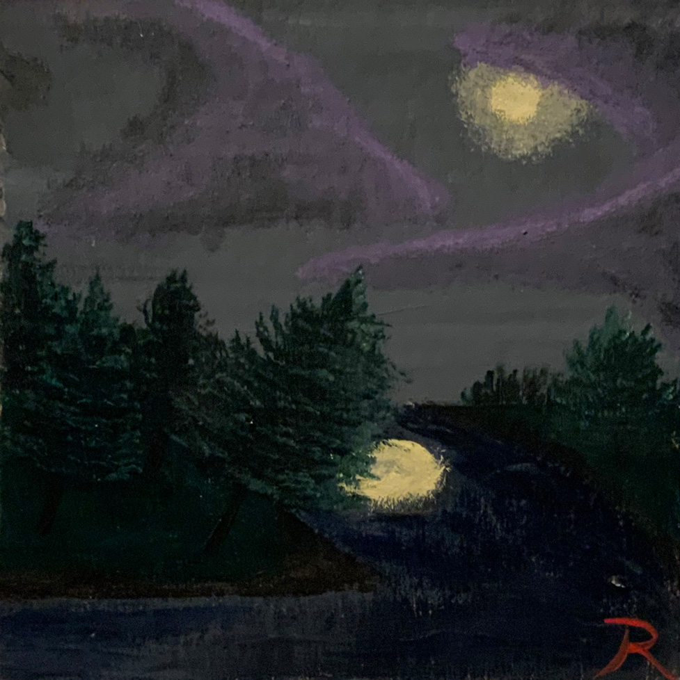 painting of moonlight night