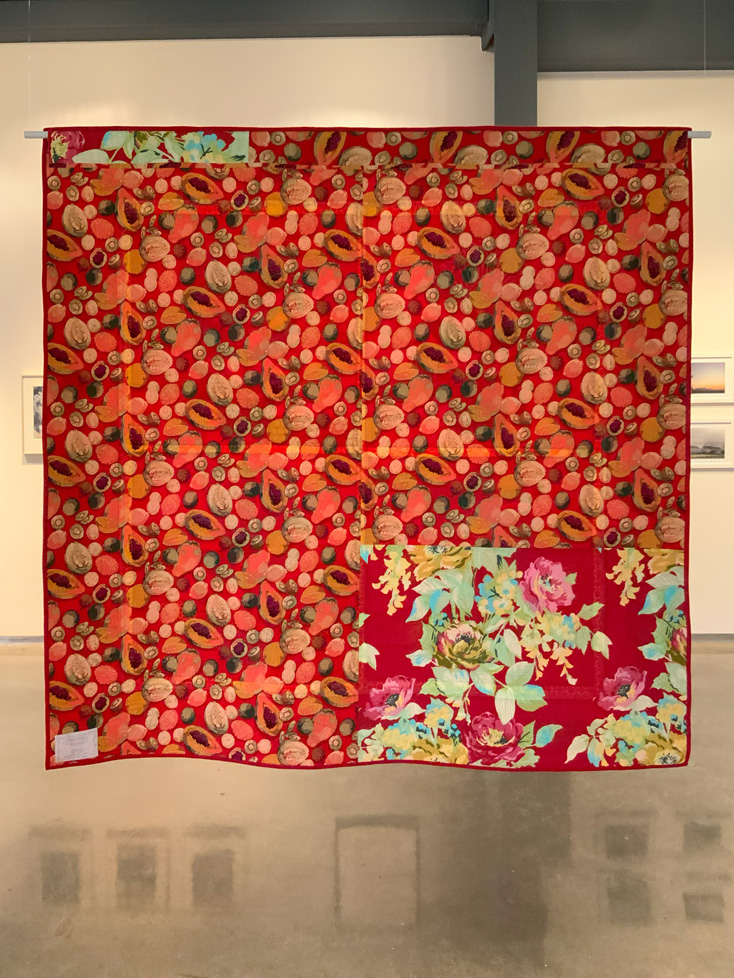 red quilt, backside (avocados and flowers)