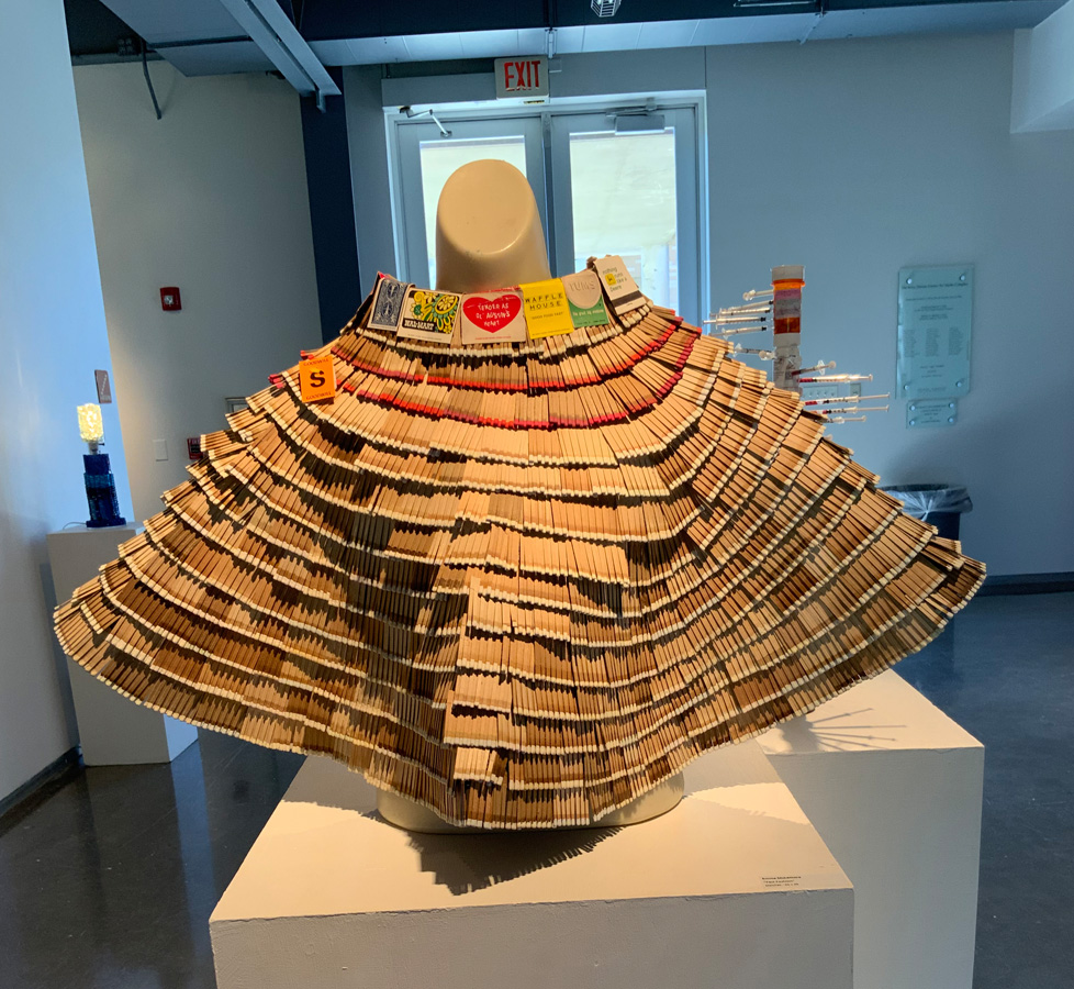 sculpture: shawl made of matchbooks