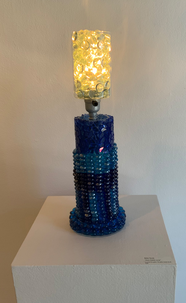 lamp covered with glass pebbles