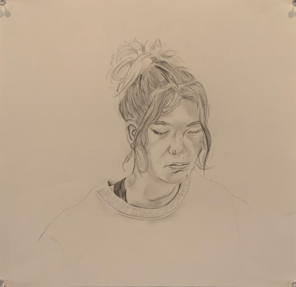 drawing of woman's head