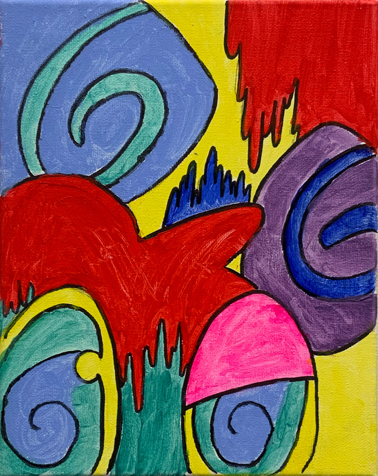 abstract painting, colorful with spirals