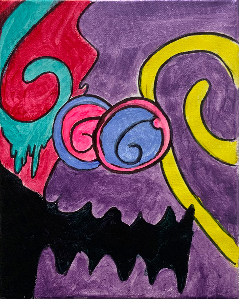 abstract painting, another colorful, stylized face