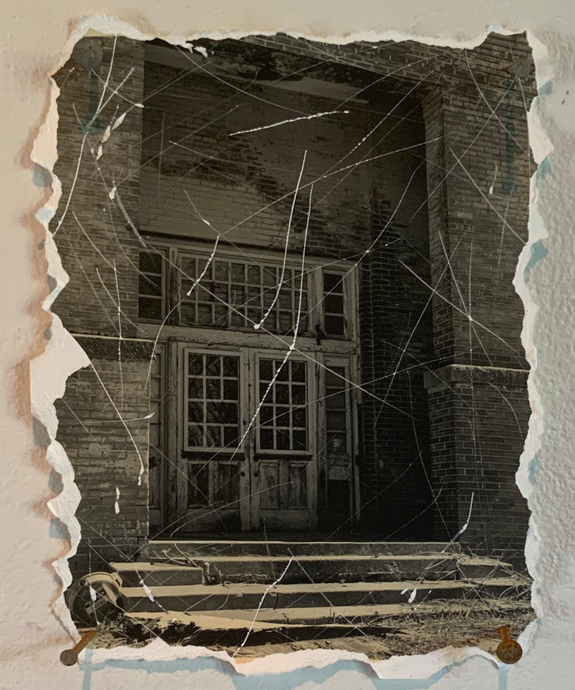 photo of building with torn edges