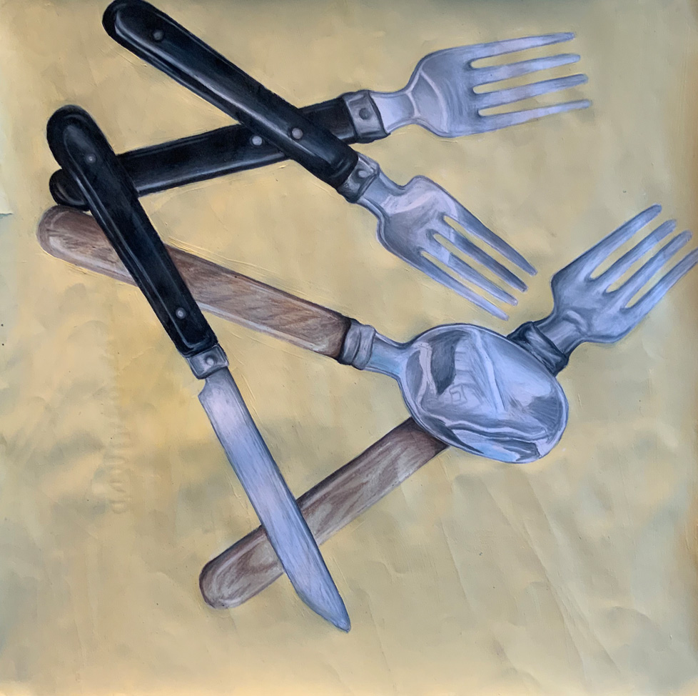 black and brown handled cutlery