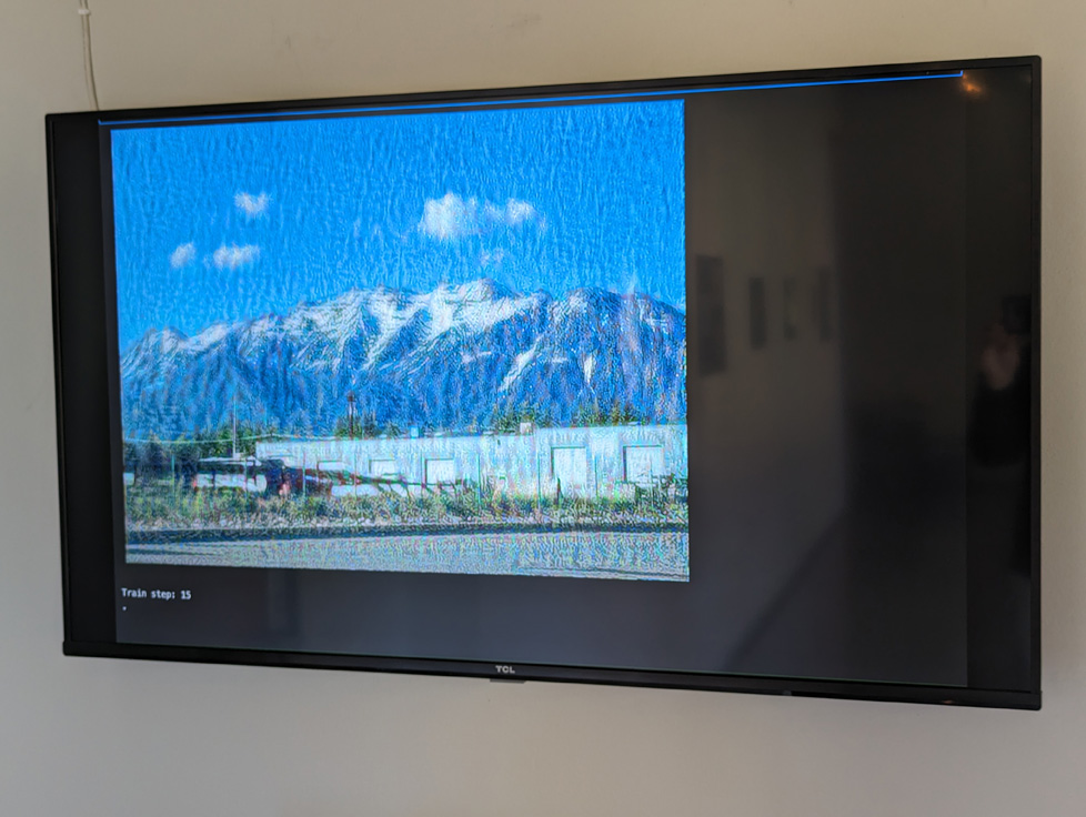 TV displaying video of process