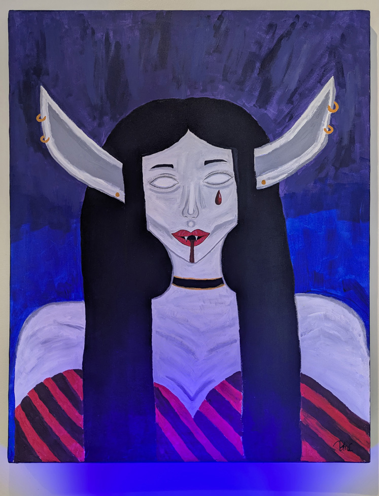 painting lit from below with blacklight
