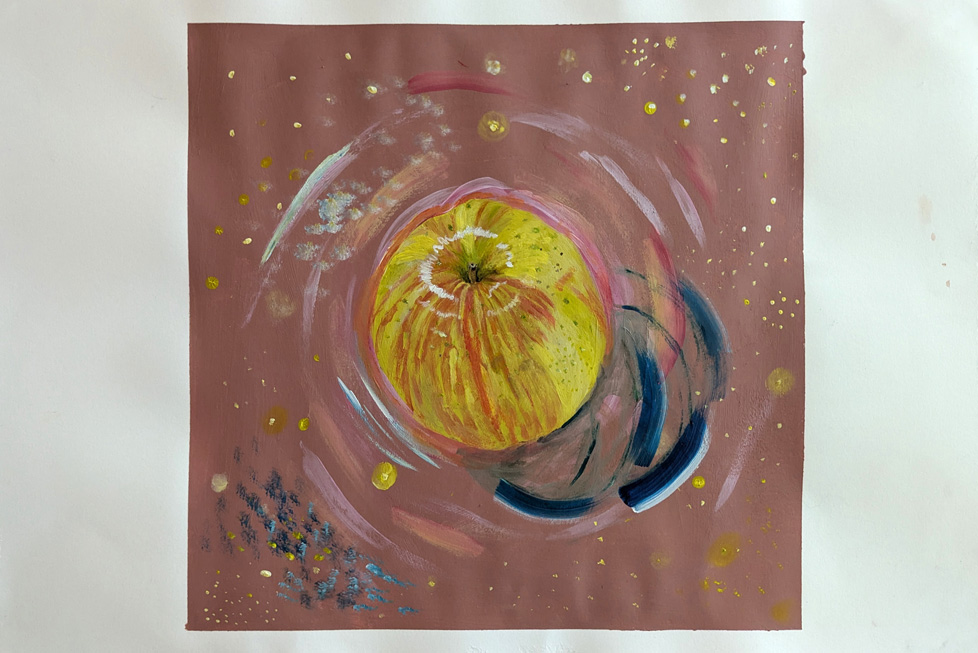 painting of yellow apple