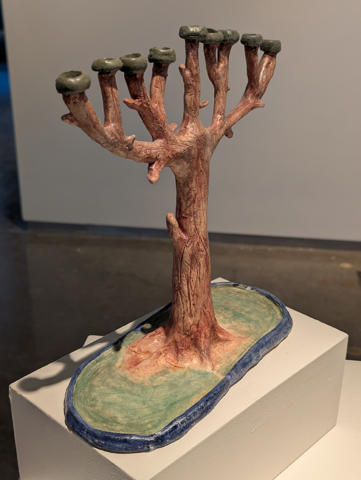 ceramic menorah in shape of tree