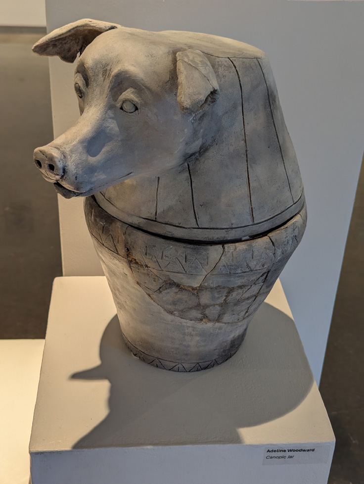 large jar with dog-head lid