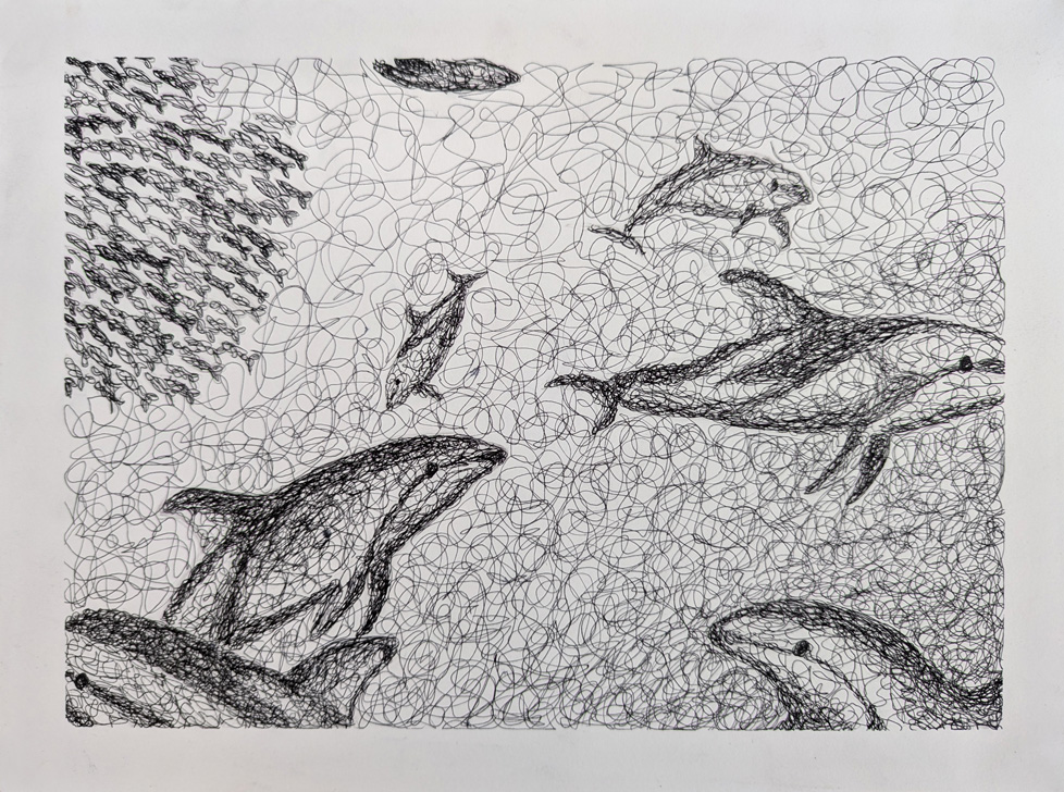 squiggly line ink drawing