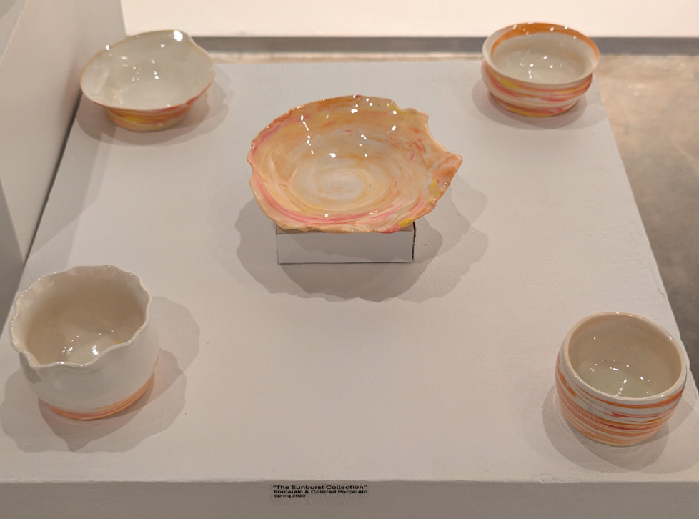 set of orange and white bowls