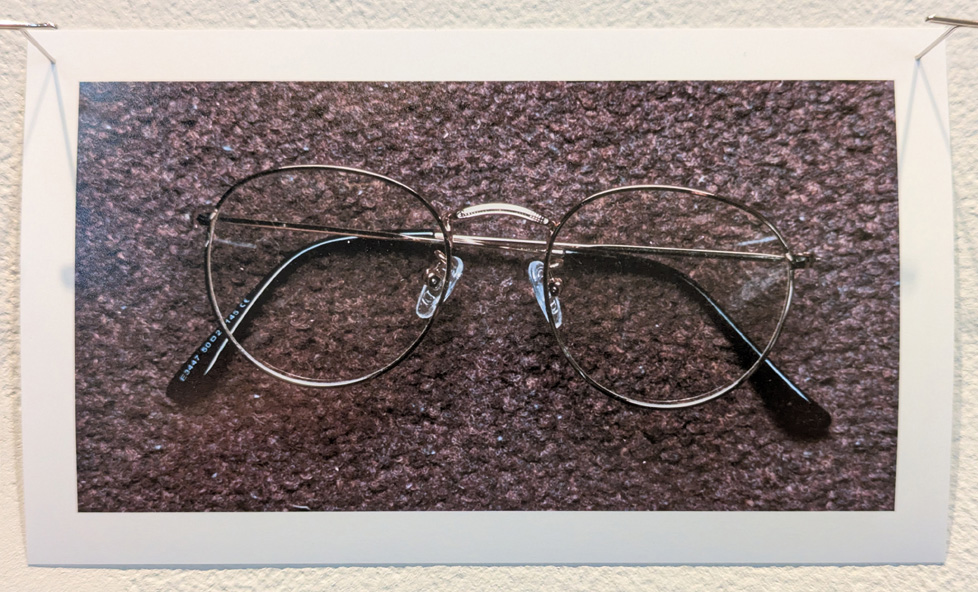 eye glasses on carpet