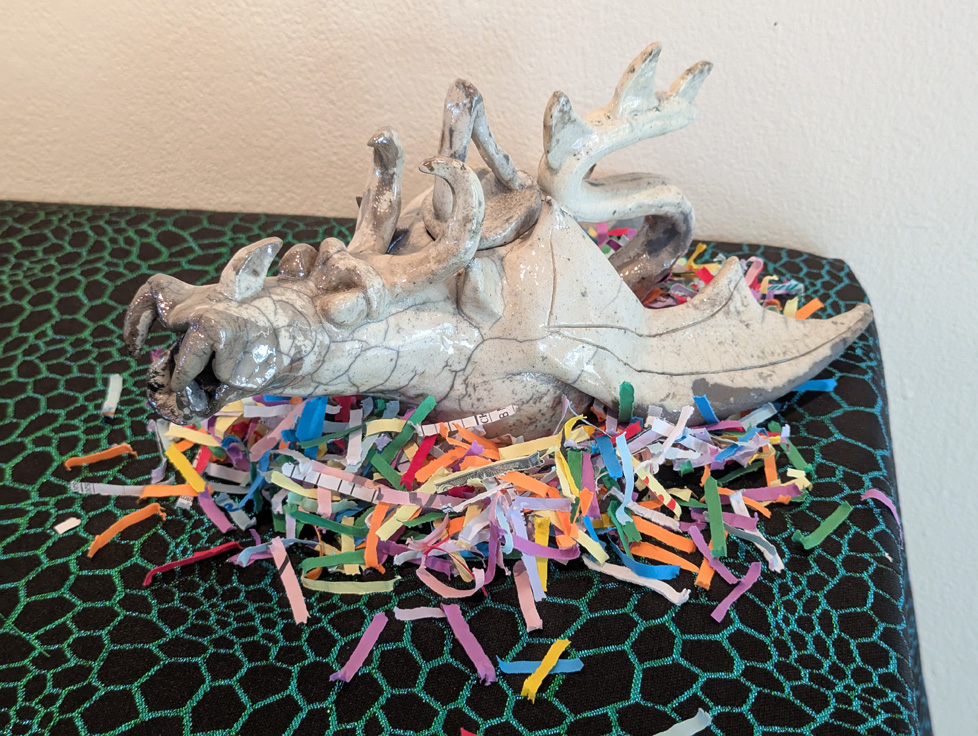 detail of small ceramic dragon (white)