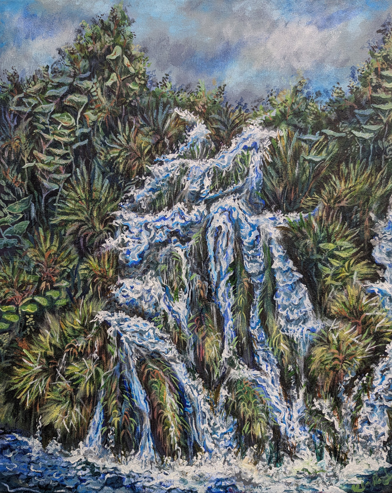 painting of water running through grass