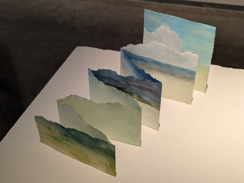 accordion book forming a simple watercolor beachscape