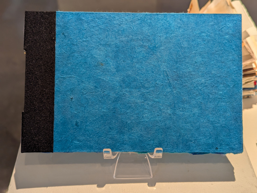 artist book with bright blue cover