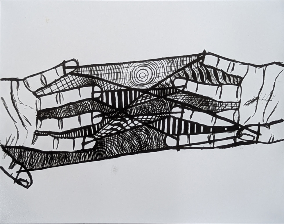 drawing of hands with "Jacob's Ladder"