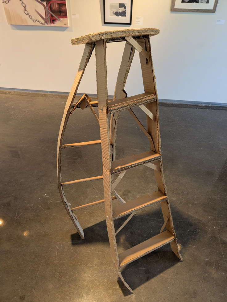 free-standing sculpture: ladder made of cardboard