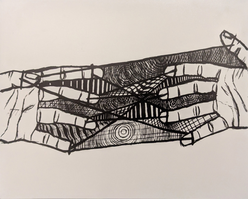 print of drawing on glass