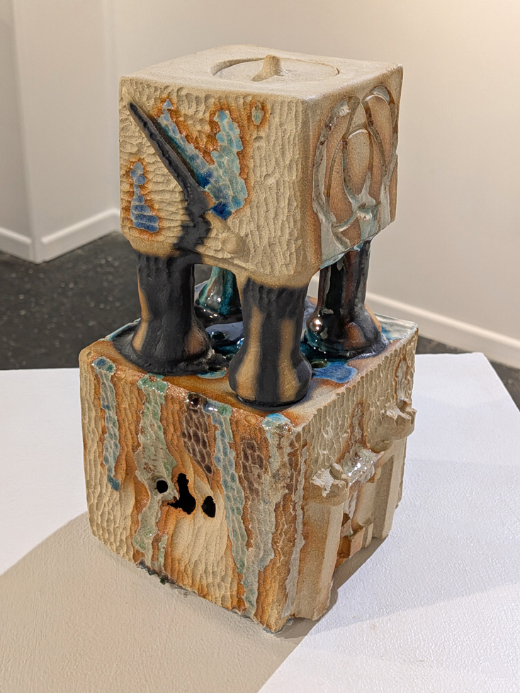 view 2 of cube ceramic sculpture