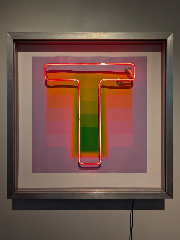 neon T over art print