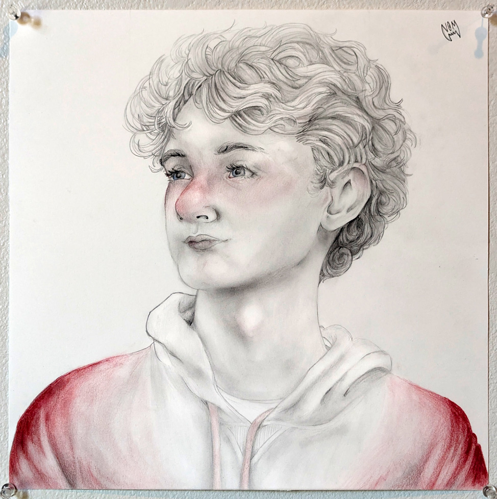 drawing with red highlights