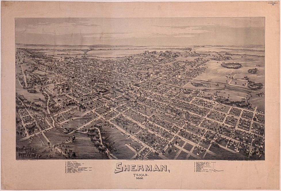 historic map of Sherman TX