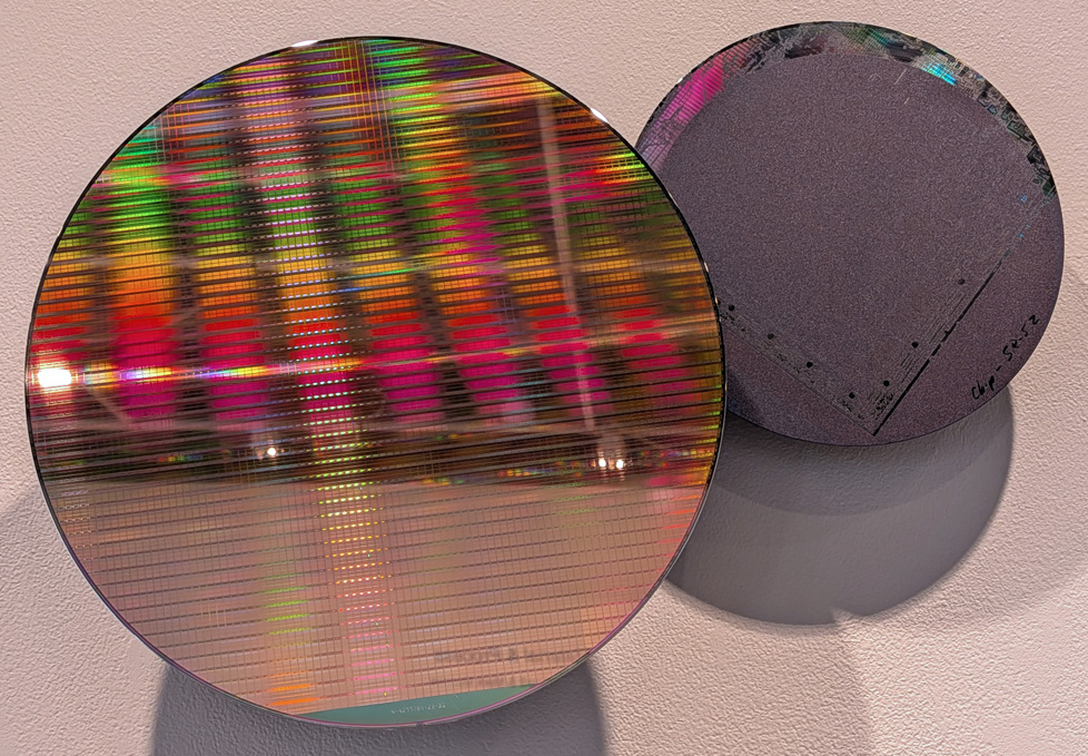 detail of 2 discs, one bare, one with a transfer test