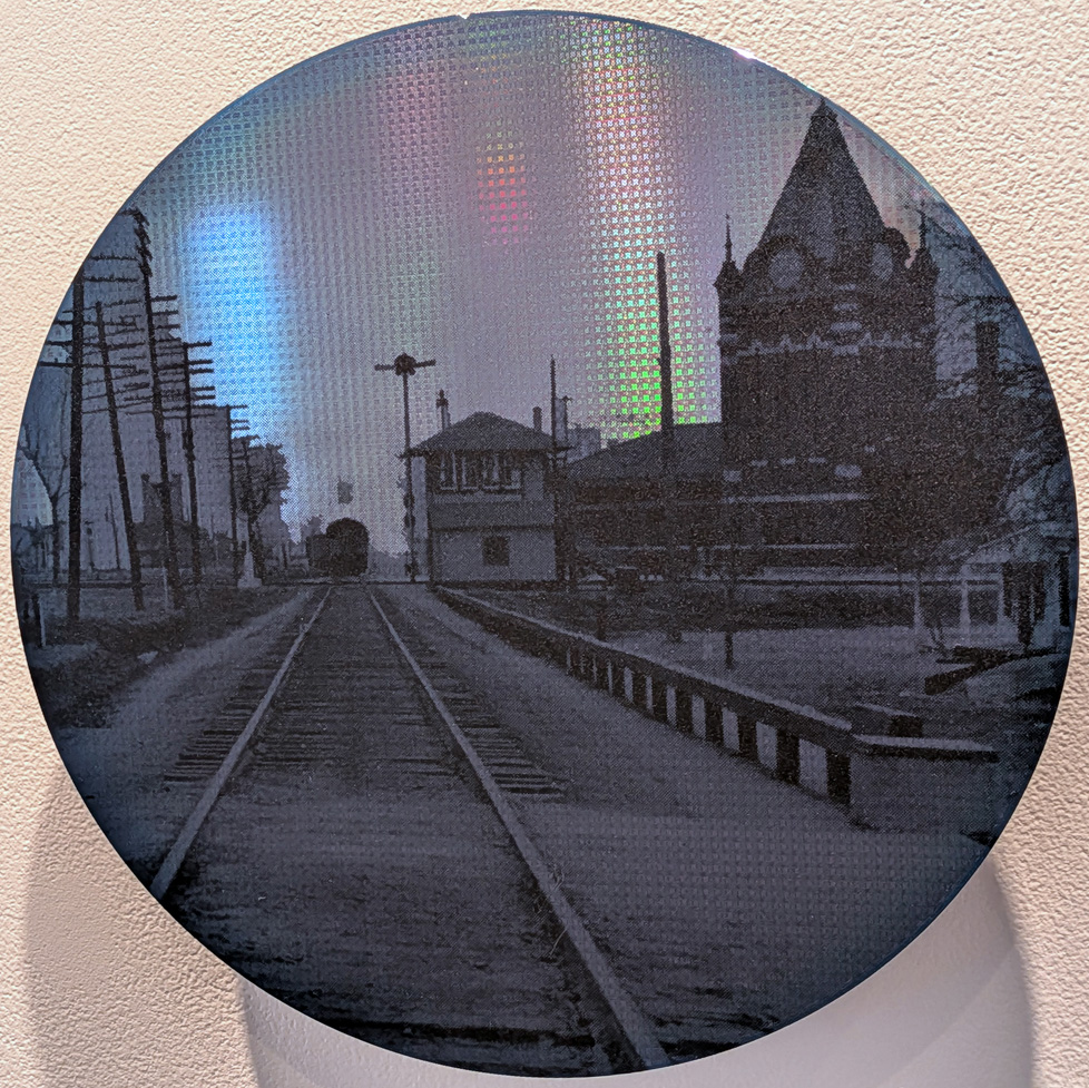 detail of disc with train track photo