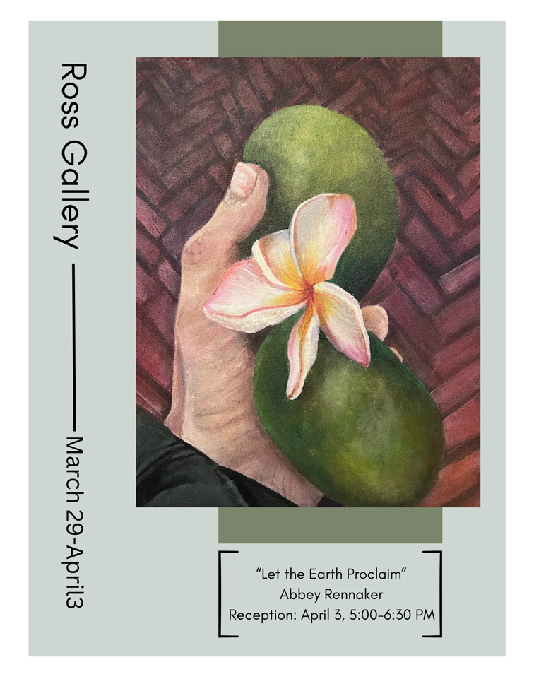 show flyer featuring Green Mangos painting