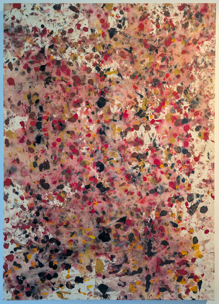 splatter painting in red and brown