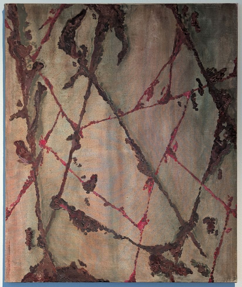 abstract painting, more brown and red lines