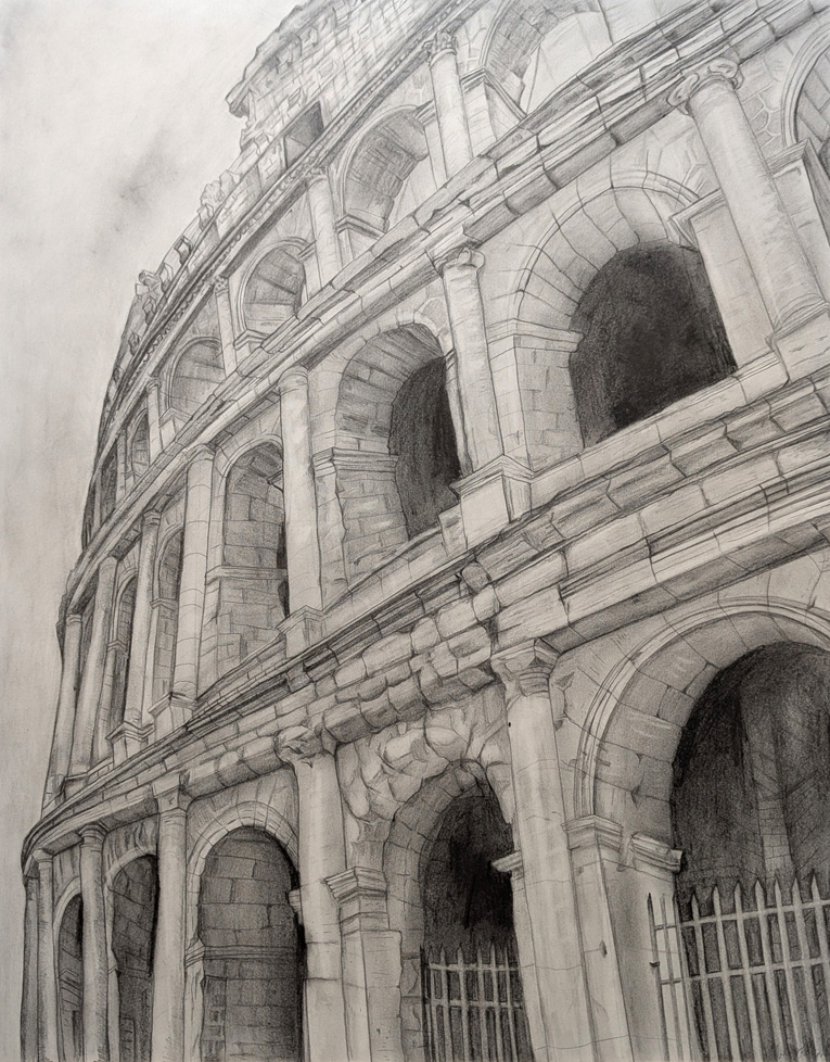b/w drawing of arches, like a stadium or colloseum