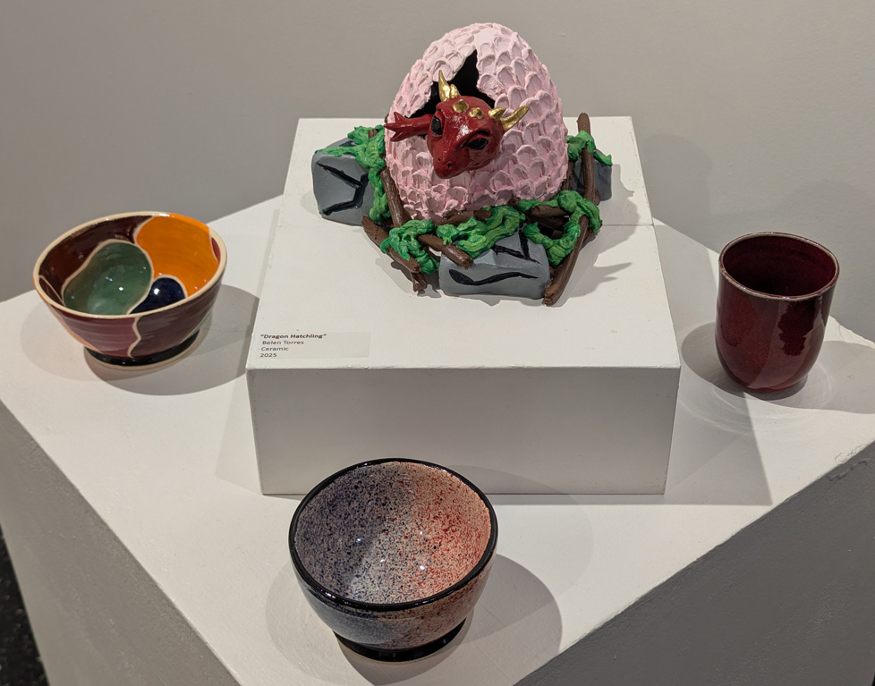 dragon sculpture, cups, and bowls, 2nd view