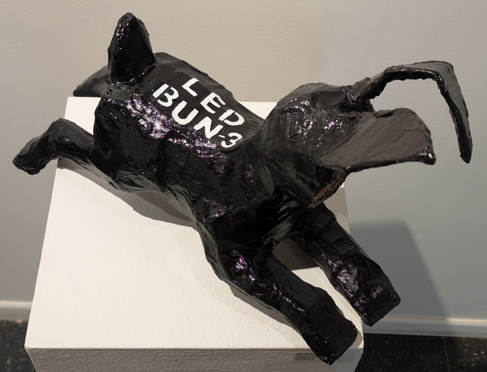 black rabbit, view 2 of white writing on back