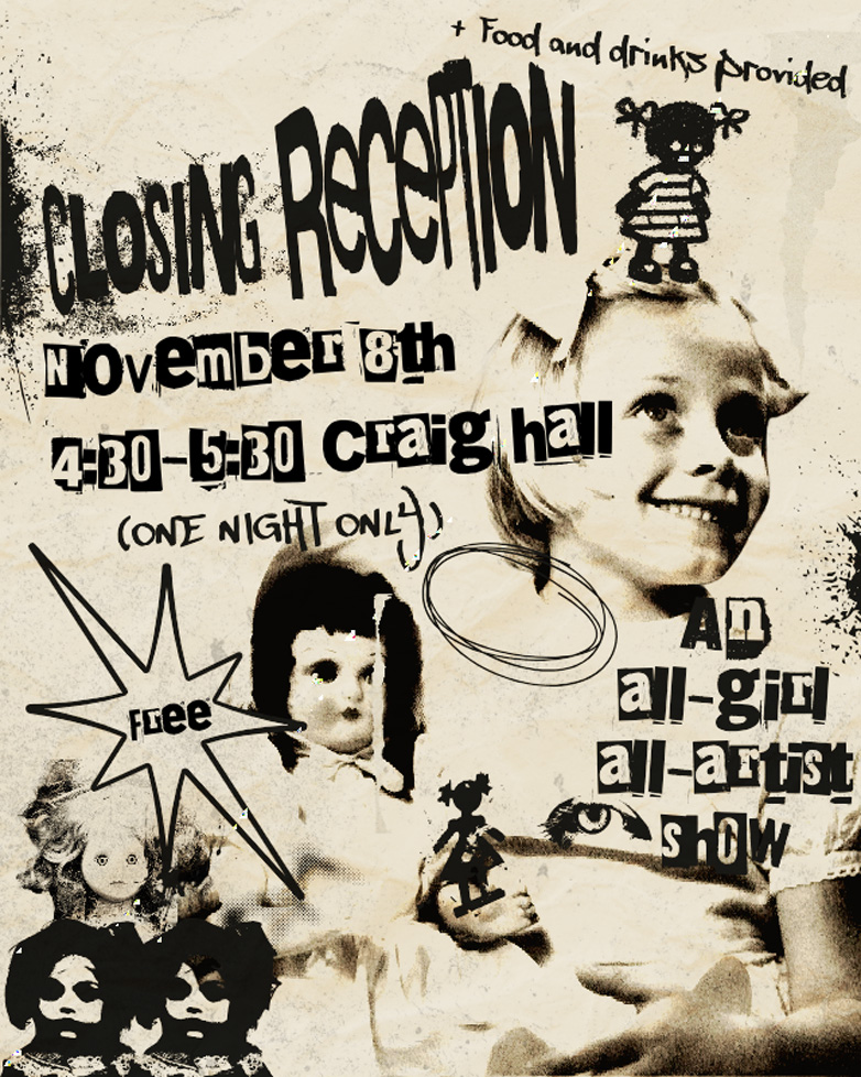 poster for exhibit and reception in ransom note style